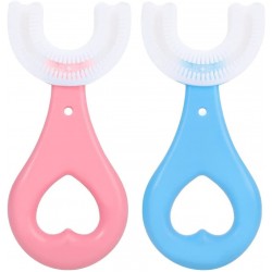 Toothbrush for Kids with U Shaped Silicone Brush Head for 360 Degree Cleaning Suitable For 2-6 Years, Manual, Heart Design, Multicolor
