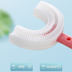 Toothbrush for Kids with U Shaped Silicone Brush Head for 360 Degree Cleaning Suitable For 2-6 Years, Manual, Heart Design, Multicolor