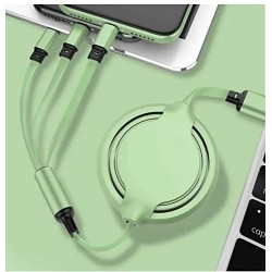 Multi Retractable 3 Amp Fast Charger 3-in-1 USB Charge Cord (Type C | Micro USB | ISO interface)