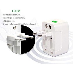 Universal Travel Adapter Worldwide 2 USB Travel Adapter with Built in Dual USB Charger Ports