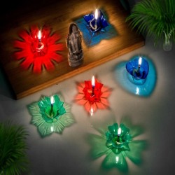 Colorful Crystal Diyas For Diwali Deepawali Oil Lamps