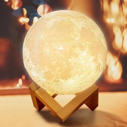 3D Moon Lamp Sensor Moon Night Light Lamp, Touch Control, Moonlight Lamp with Stand & USB for Bedrooms Valentine Gifts, Festival, Wedding Gifts (13 cm) Plastic, LED