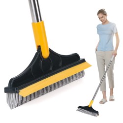 Bathroom Cleaning Brush with Wiper Tiles Cleaning Brush Floor Scrub Bathroom Brush with Long Handle 120° Rotate Bathroom Floor Cleaning Brush Home Kitchen (2 in 1)