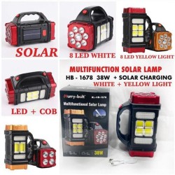 Multifunctional Solar Lamp 38W + Solar Charging, 8 LED White, 8 LED Yellow Light