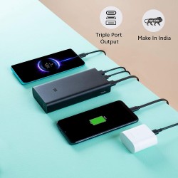 MI Power Bank 3i 20000mAh Lithium Polymer 18W Fast Power Delivery Charging | Input- Type C | Micro USB| Triple Output | Black