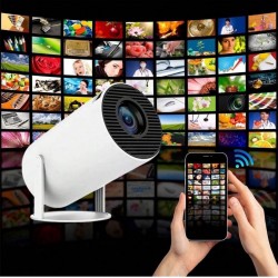 Portable LED Projector for Home 4K, 1080p Support, Rotatable Design, 5G Wi-Fi 6, BT, Built-in Streaming Apps, 6900L, Screen Mirroring, Auto & 4D Keystone, 720P Native 180° Portable Projector