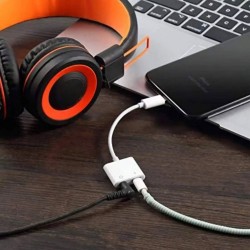 Dual 3.5mm Headphone Jack & Charge Splitter Adapter Compatible with All iPhone 11/12/13/ XS/ MAX / XR/ iPad Earphone Charging / Call / Volume Control (Music or Call)