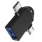 2 in 1 OTG Adapter Micro USB+USB Type C to USB Female Connector, OTG Pen Drive Adapter to Mobile Connector Type C, Compatible with All Devices