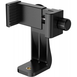 360° Degree Cell Phone Holder with Adjustable Clamp Phone Tripod Mount Adapter Compatible with Smartphones & All Types of Tripods - Black