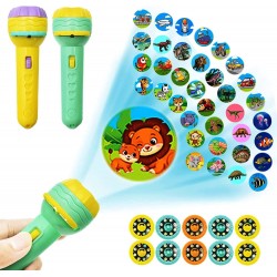 Mini Slide Projector Flashlight Torch with 24 Pattern, Kids Projection Light Toy Slide Flashlight Lamp Education Learning Night Light Before Going to Bed